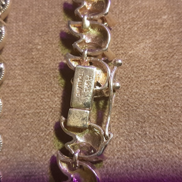 Vintage 925 sterling cz and marcasite tennis style necklace - Picture 3 of 3